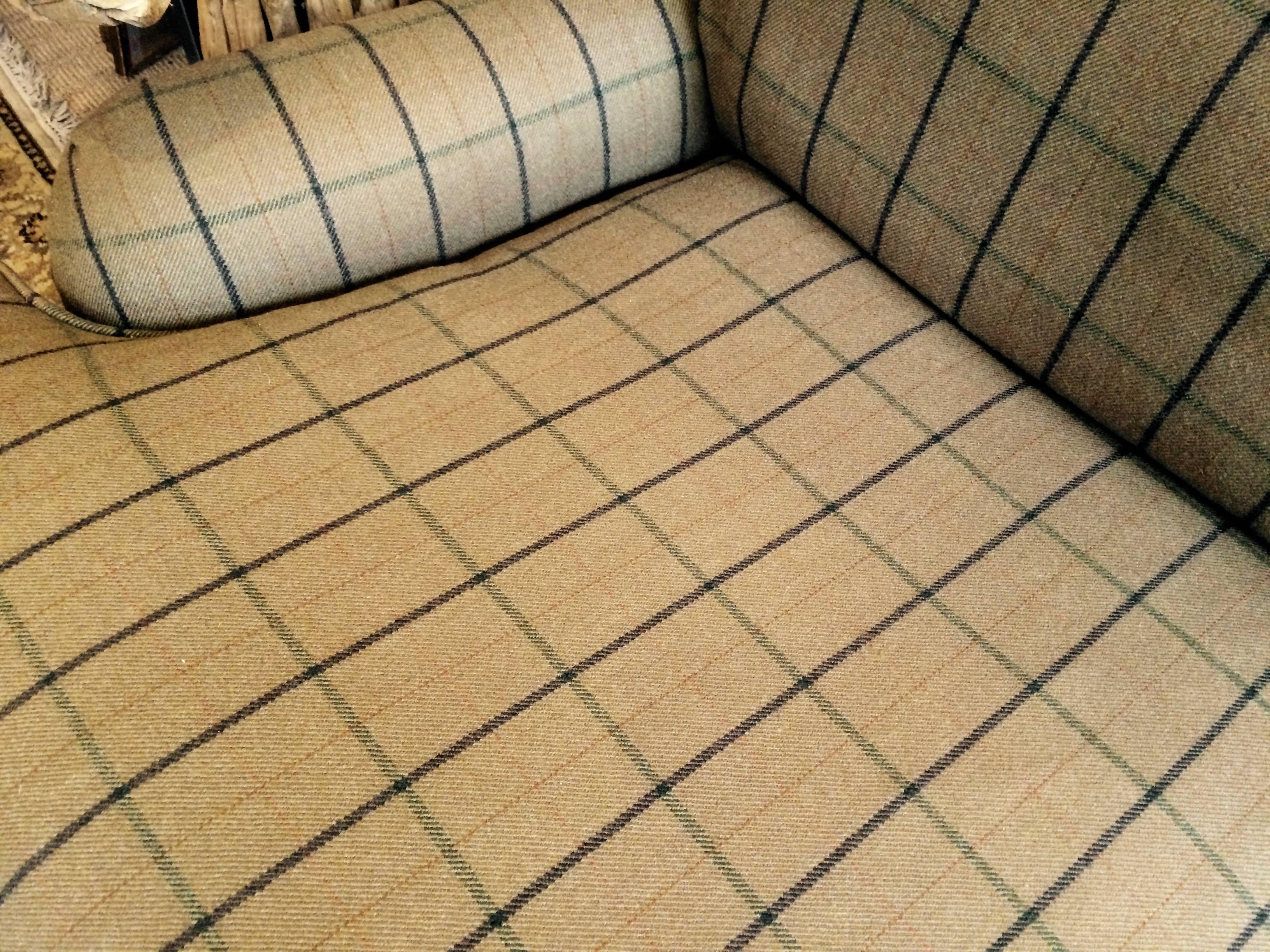 brown plaid couch