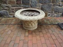 Large Fiberglass Basketweave Motiffe Planter or Coffee Table Base