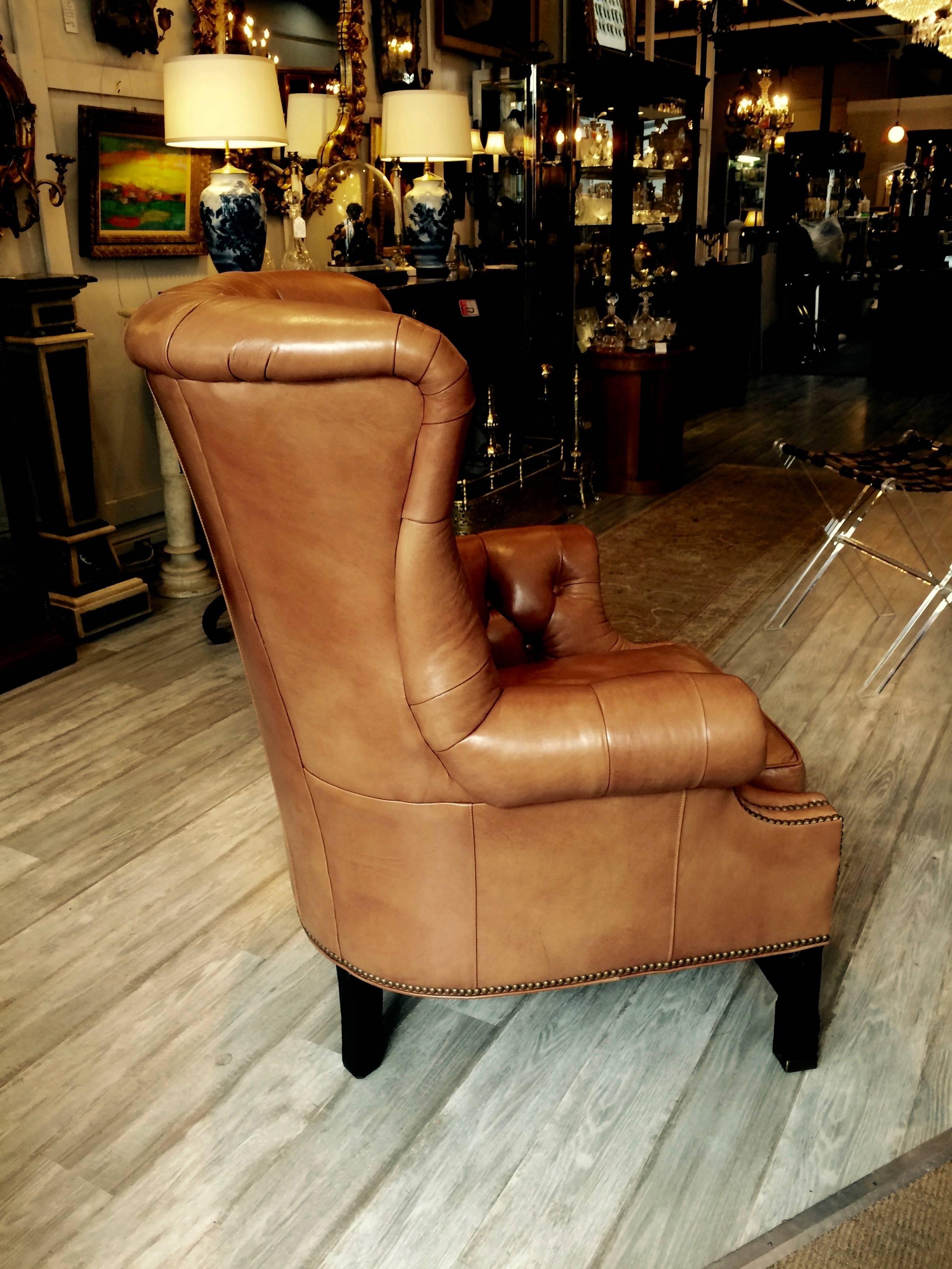 camel wingback chair