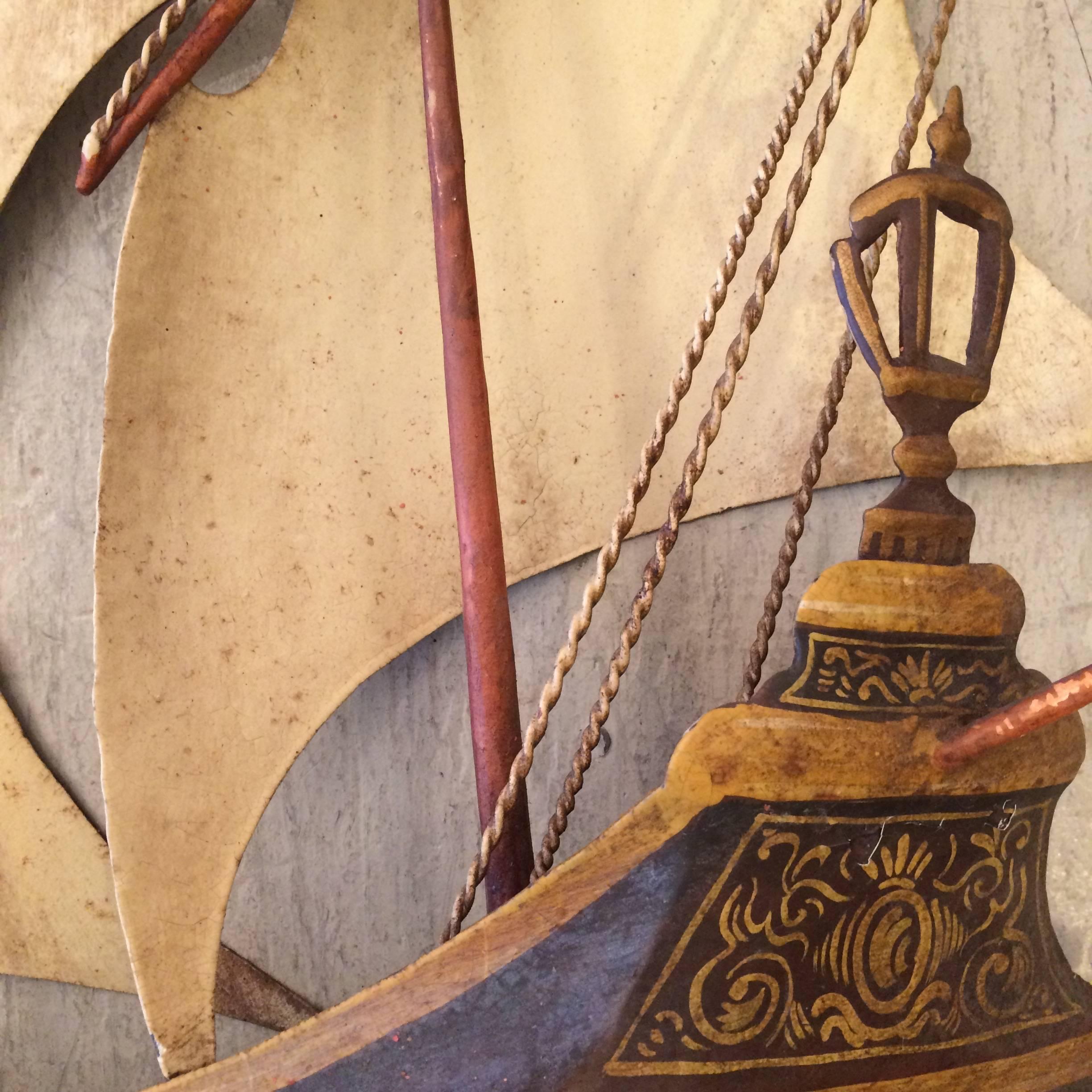 Métal Sculpture murale de bateau nautique en fer de Mottahedeh en vente