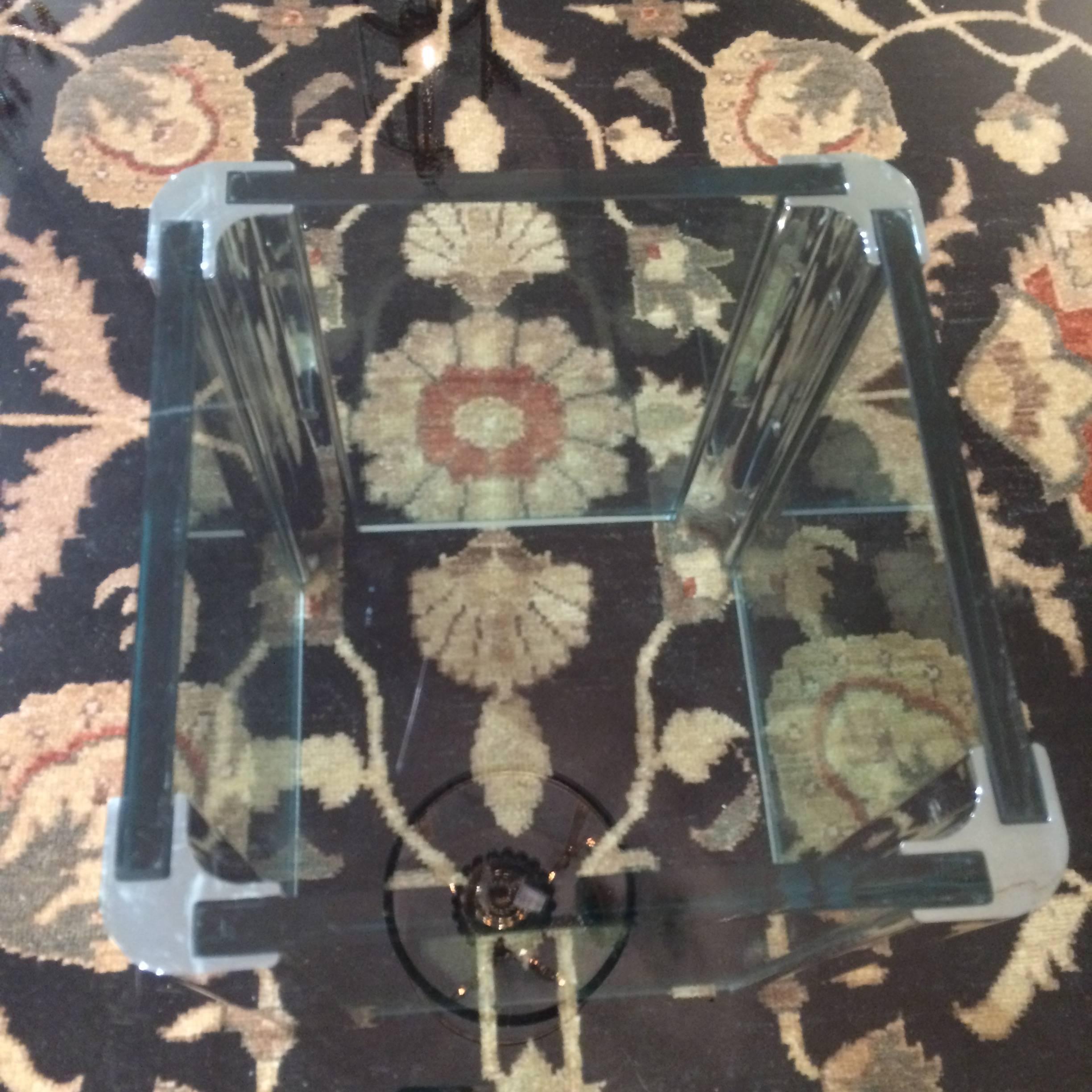 American Pace Mid-Century Modern Square Glass and Chrome Coffee Table