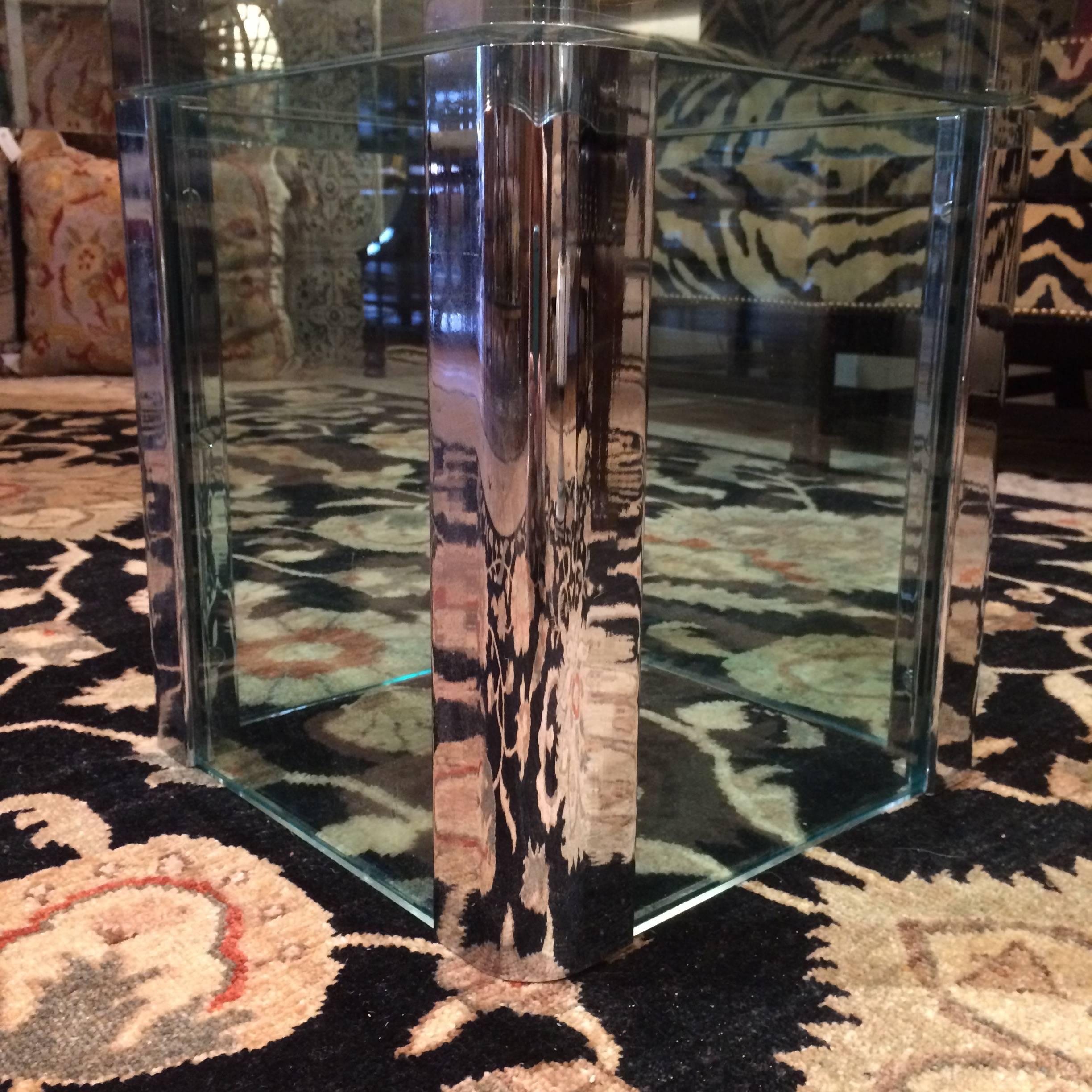 Pace Mid-Century Modern Square Glass and Chrome Coffee Table In Good Condition In Hopewell, NJ