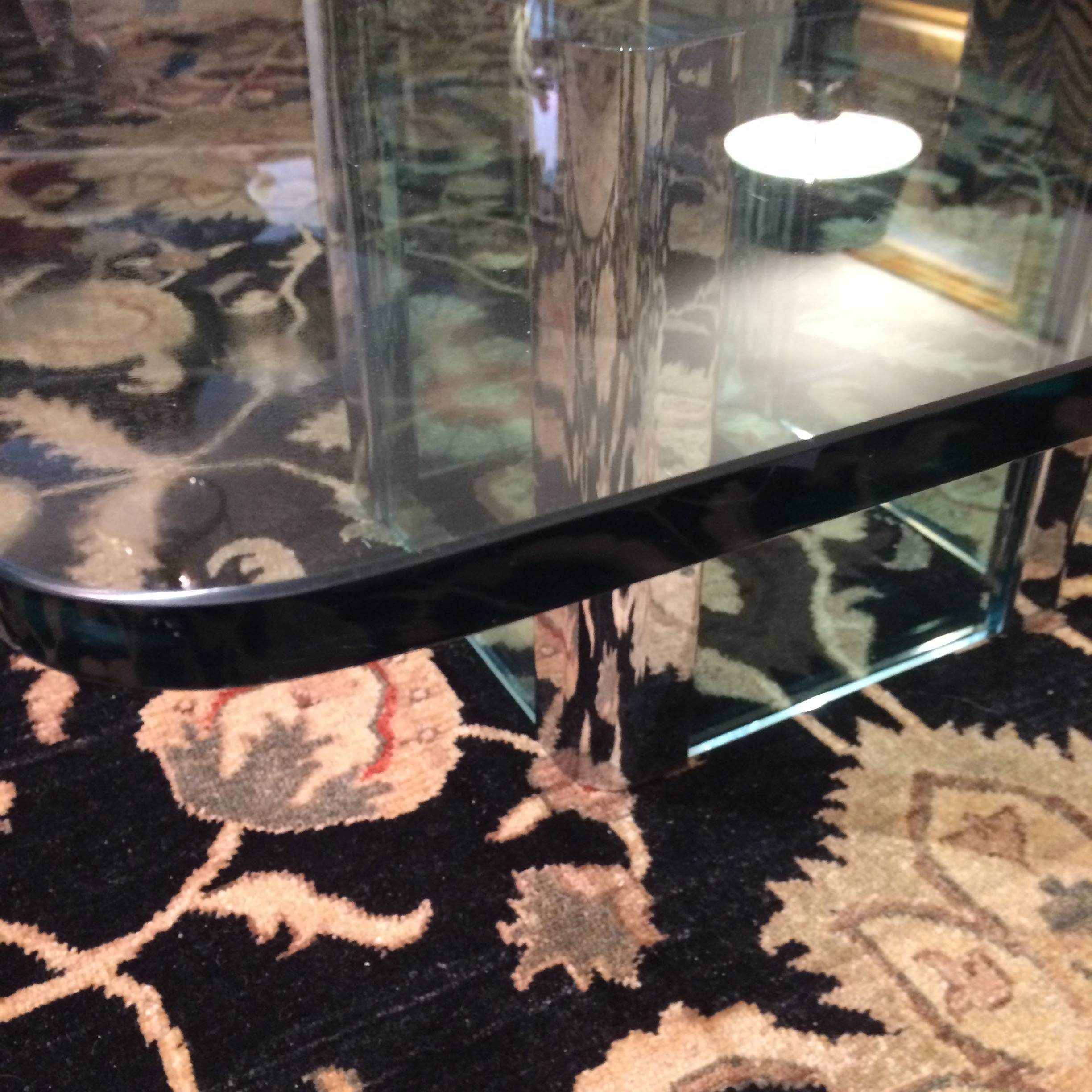 Late 20th Century Pace Mid-Century Modern Square Glass and Chrome Coffee Table