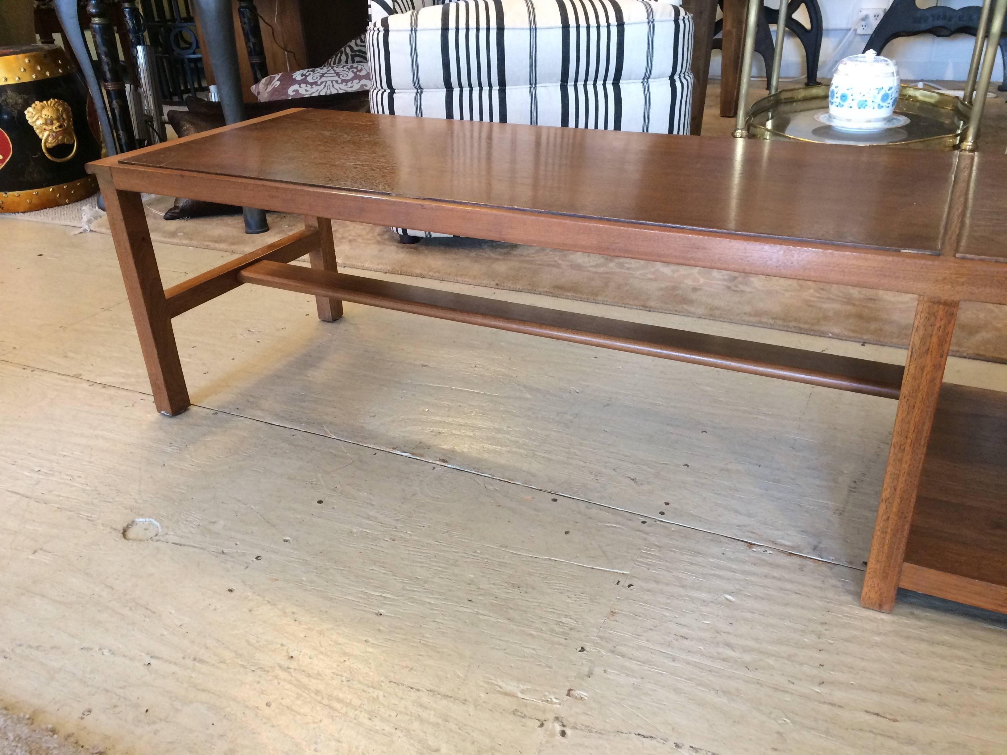 Mid-Century Modern Long Low and Sleek Dunbar Coffee Table