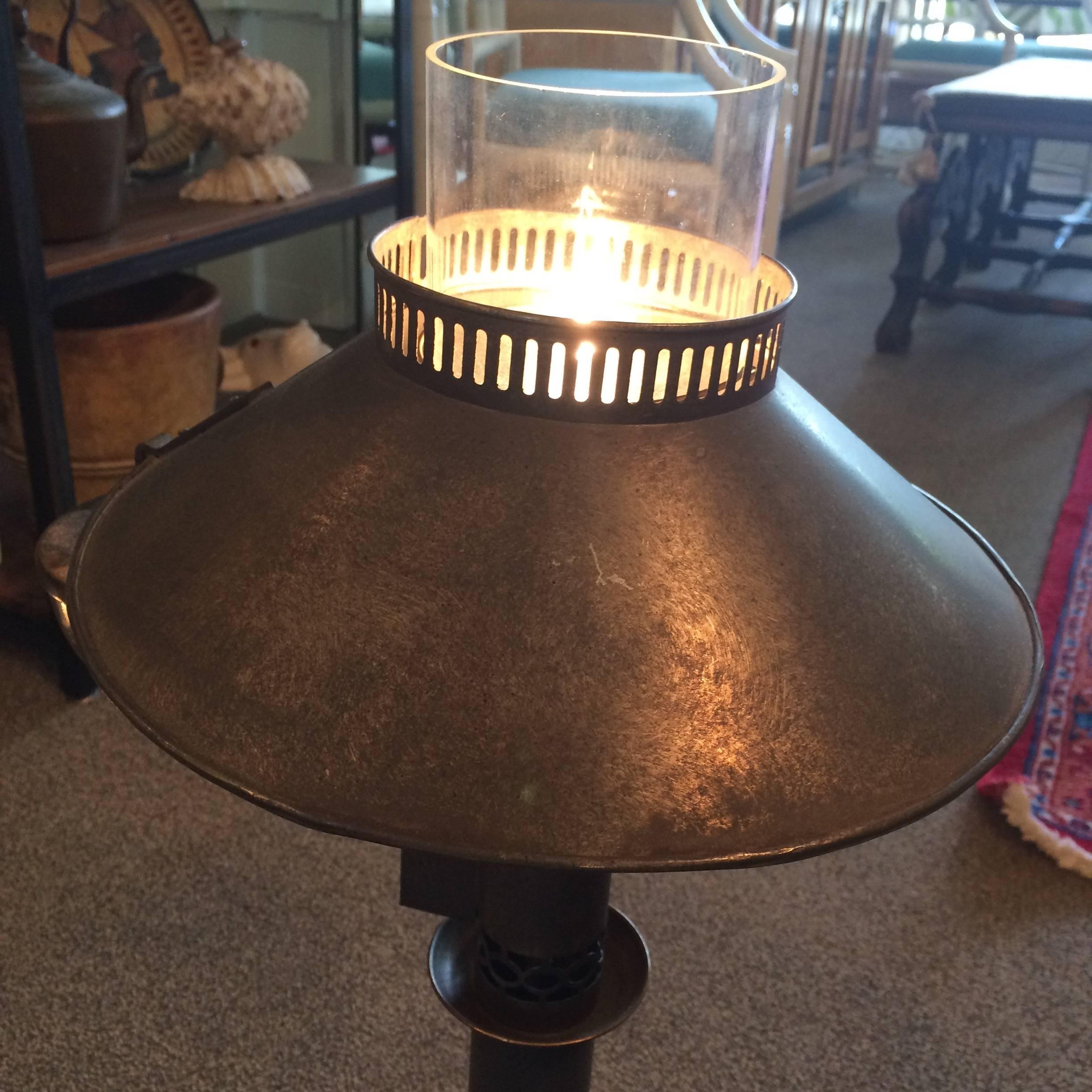 Handsome Zinc and Brass Table Lamp In Excellent Condition For Sale In Hopewell, NJ