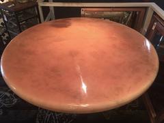 Monumental Mid-Century Modern Lacquer and Chrome Round Table