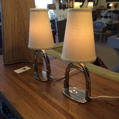 Chrome Ralph Lauren Saddle Stirrup Table Lamps