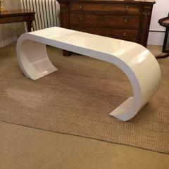 Sleek Mid-Century Modern White Lacquer Waterfall Console Table