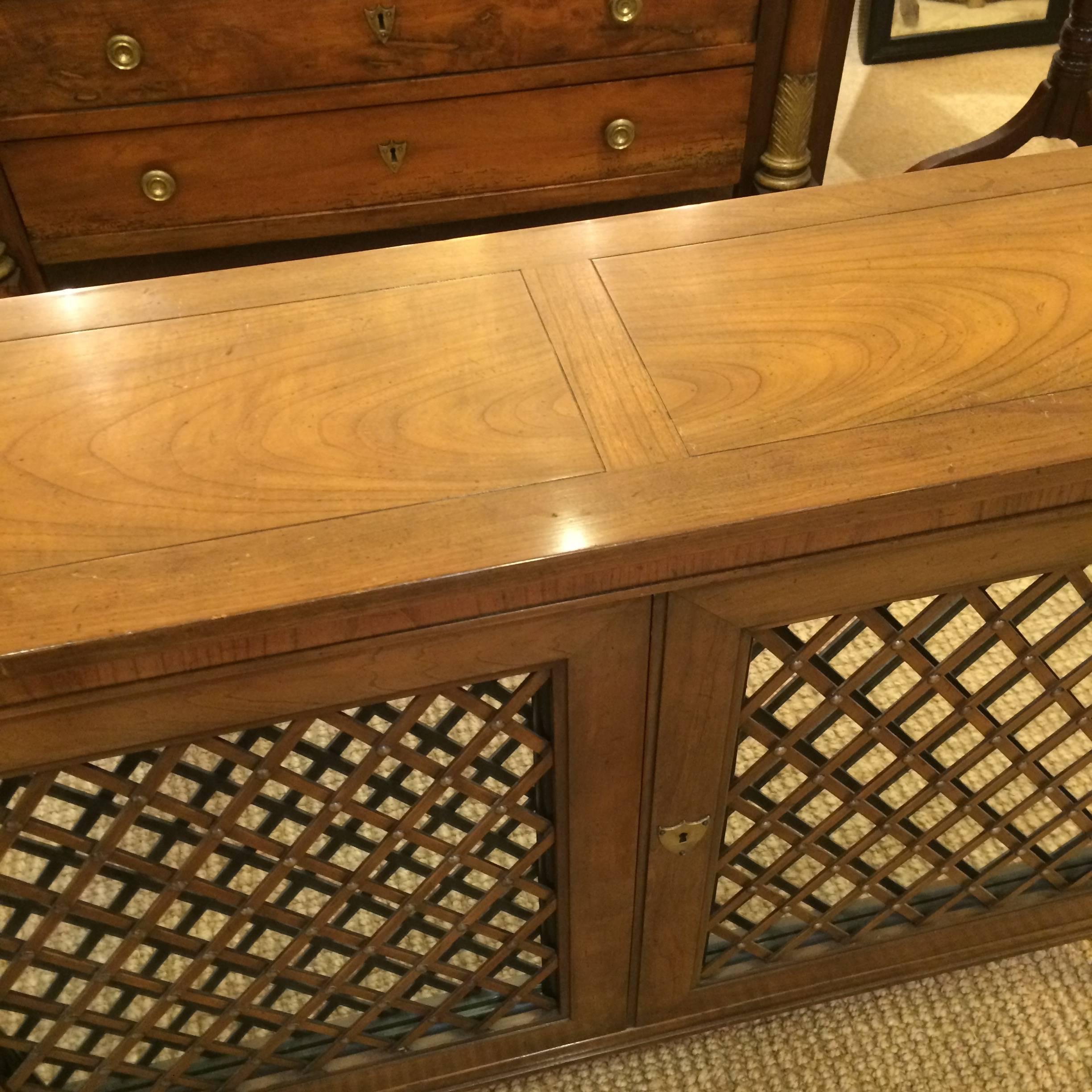 Walnut and Mirrored Two-Door Credenza Console Cabinet by Baker 2