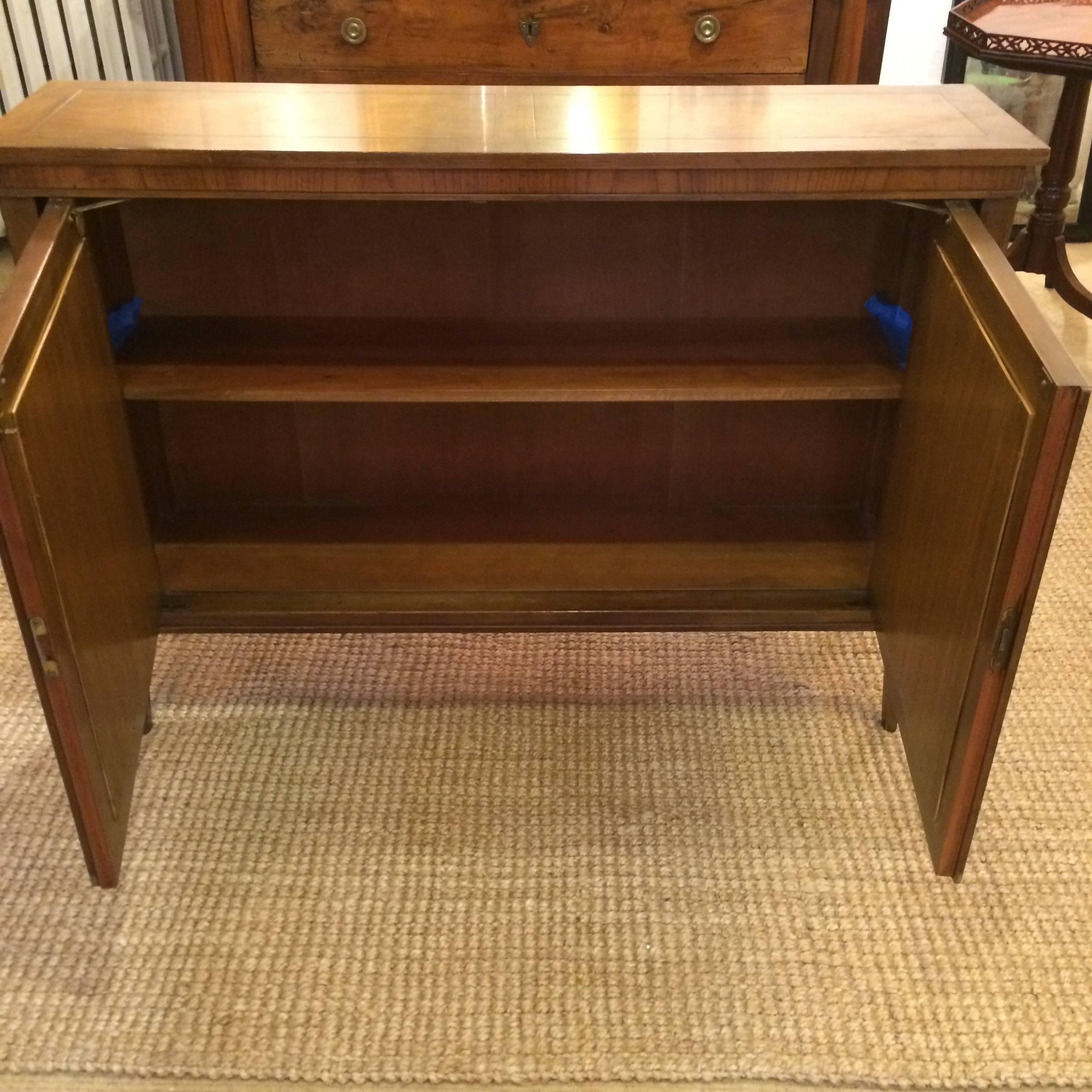 Mid-20th Century Walnut and Mirrored Two-Door Credenza Console Cabinet by Baker