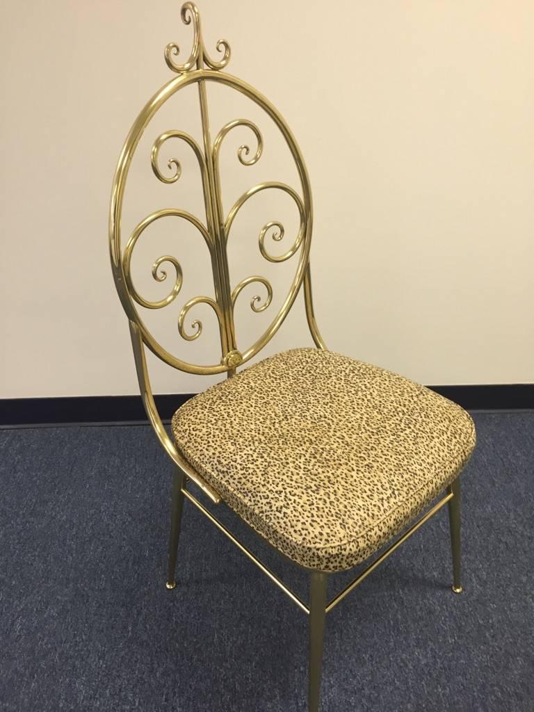 Set of Four Fabulous Mid-Century Modern Brass Dining Chairs In Excellent Condition For Sale In Hopewell, NJ