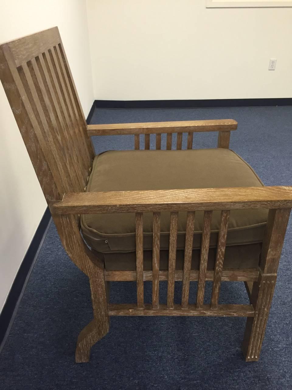 Handsome Cerused Oak French Armchair In Excellent Condition For Sale In Hopewell, NJ