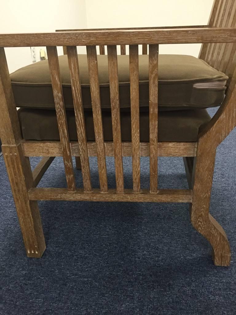 Arts and Crafts Handsome Cerused Oak French Armchair For Sale