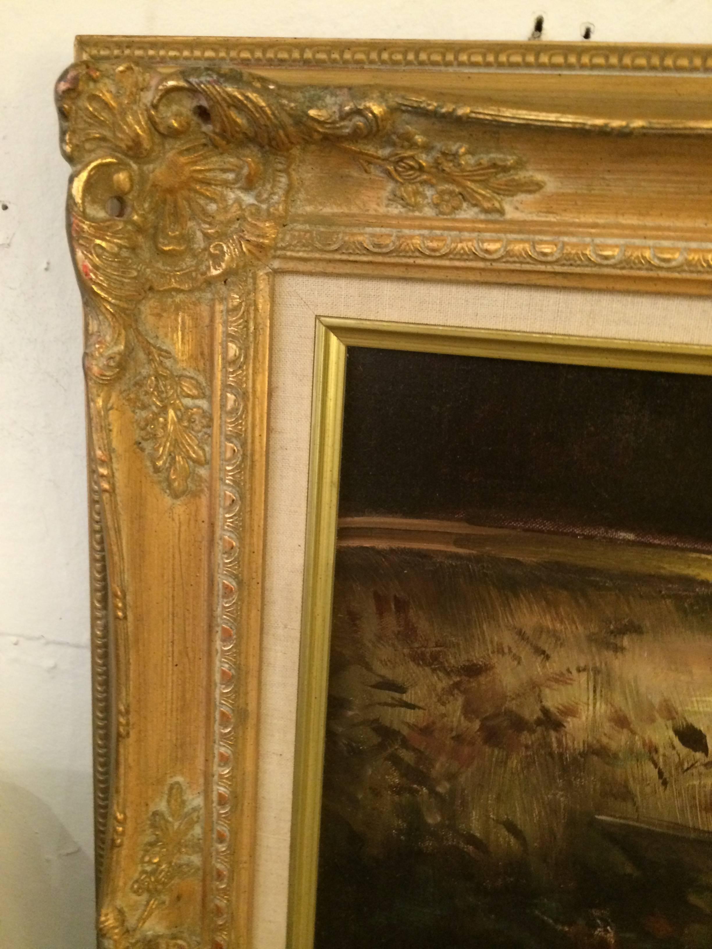 20th Century Breathtaking An He Original Oil Painting in Gilded Frame