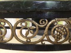 Elegant Black and Gold Iron Demilune with Marble Top
