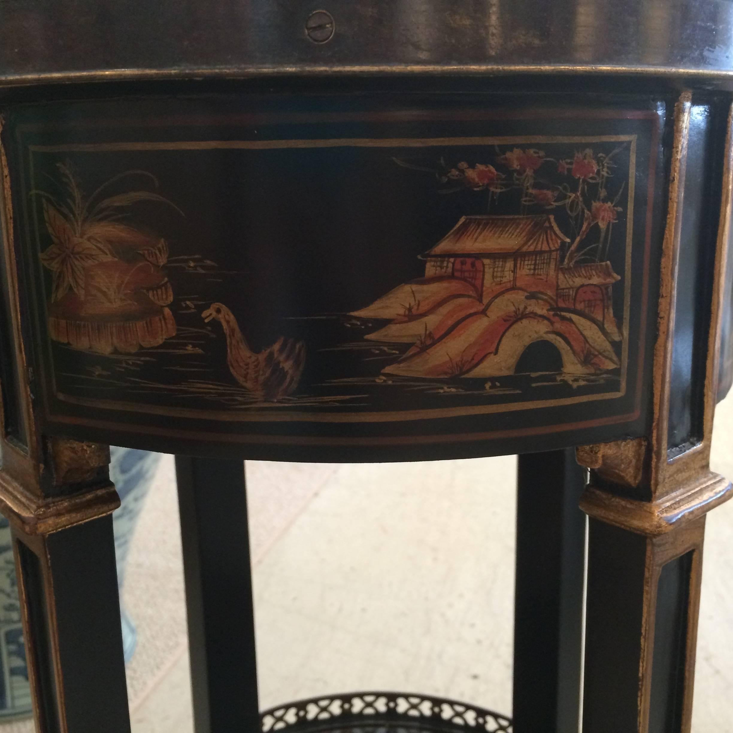 20th Century Elegant Chinoiserie Style Two-Tier Side Table
