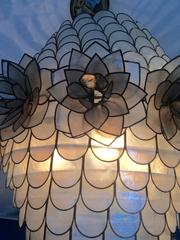 Glamorous Mid-Century Modern Capiz Style Chandelier