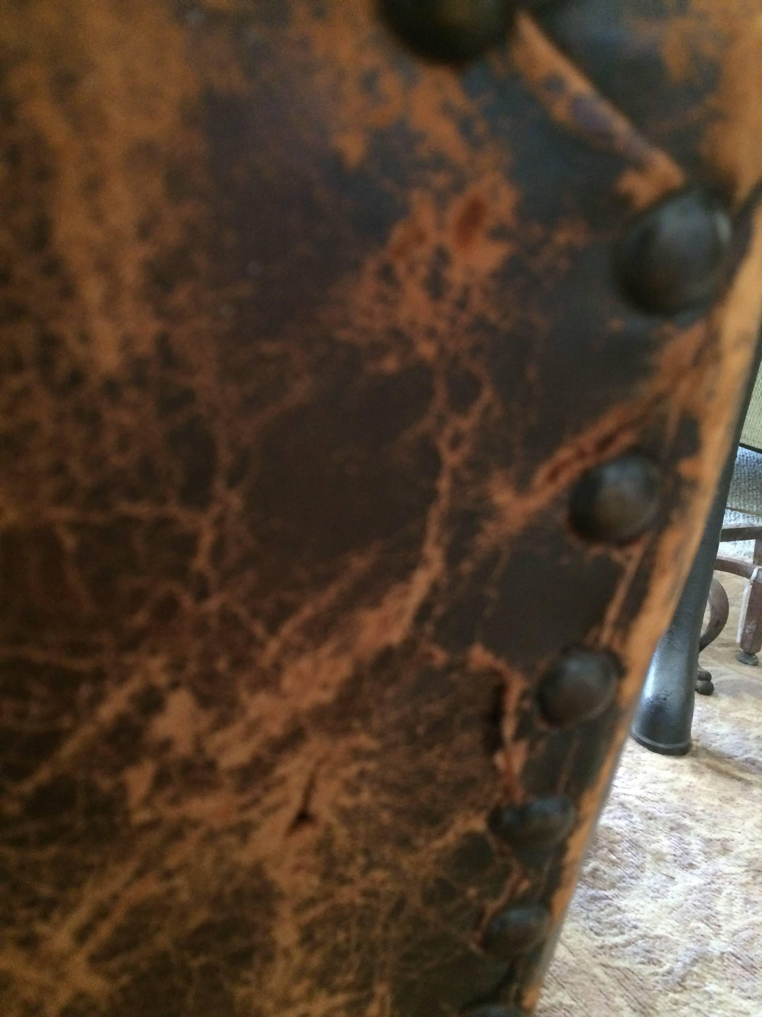 Yummy Distressed Leather and Velvet French Club Chair 2