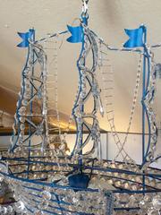 Whimsical Crystal and Iron Ship Motife Chandelier