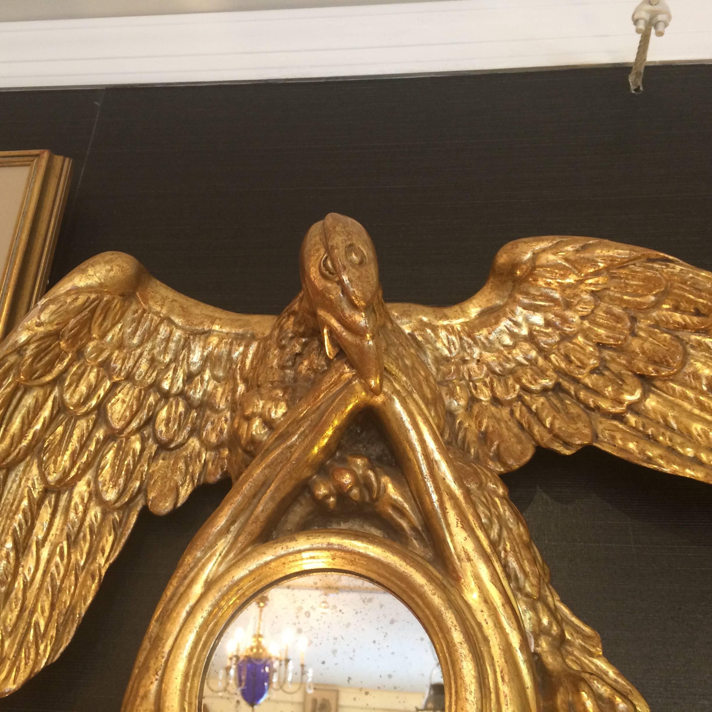American Striking Gold Leaf Eagle Motife Mirror