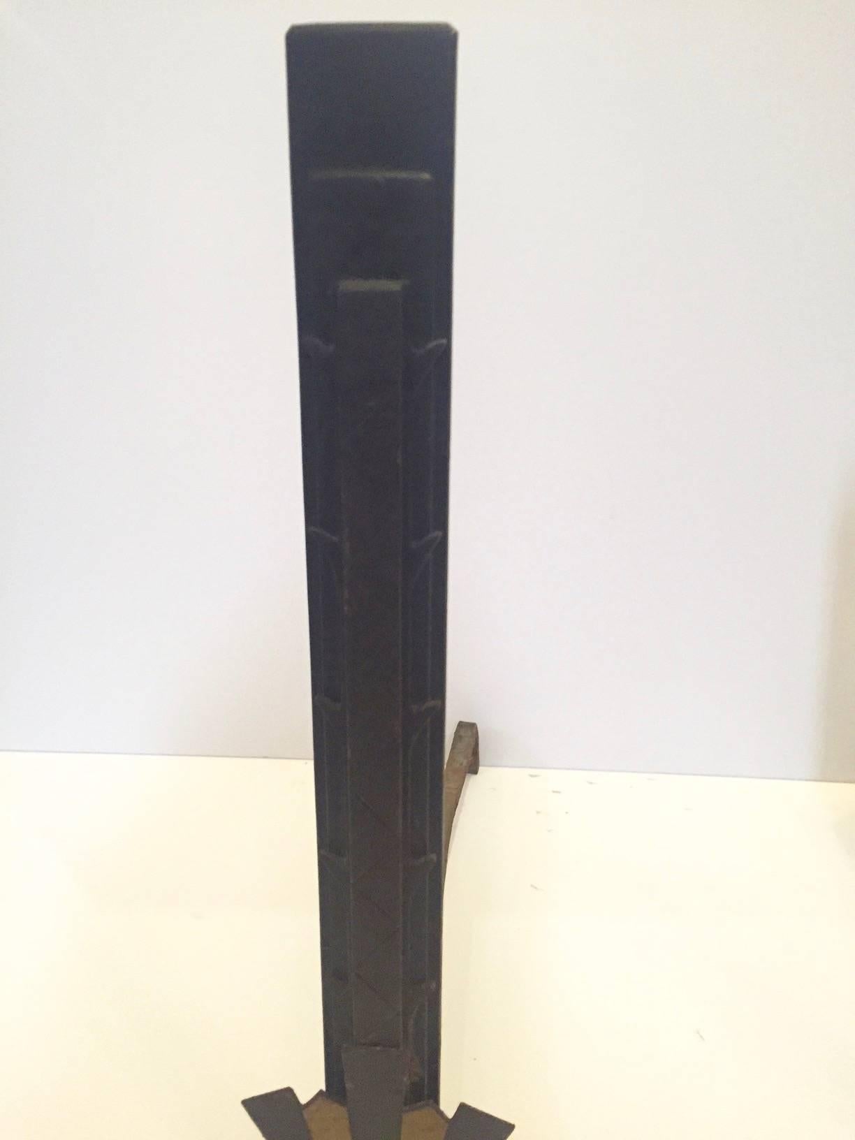 Early 20th Century Sensational Rare Hollywood Regency Andirons in Black and Gold For Sale
