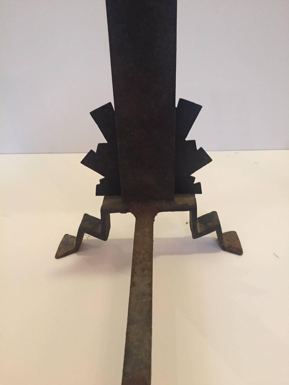 Sensational Rare Hollywood Regency Andirons in Black and Gold In Excellent Condition For Sale In Hopewell, NJ