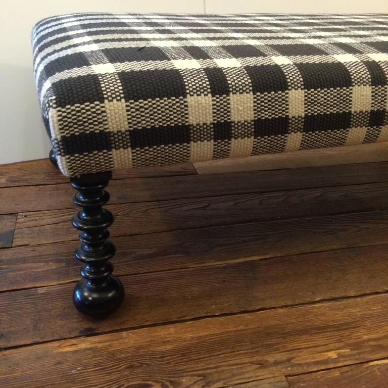 Striking Traditional Black and White Plaid Ottoman at 1stDibs