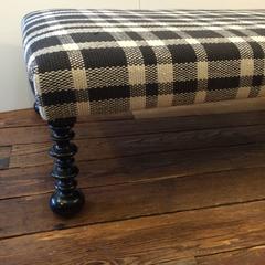 Striking Traditional Black and White Plaid Ottoman