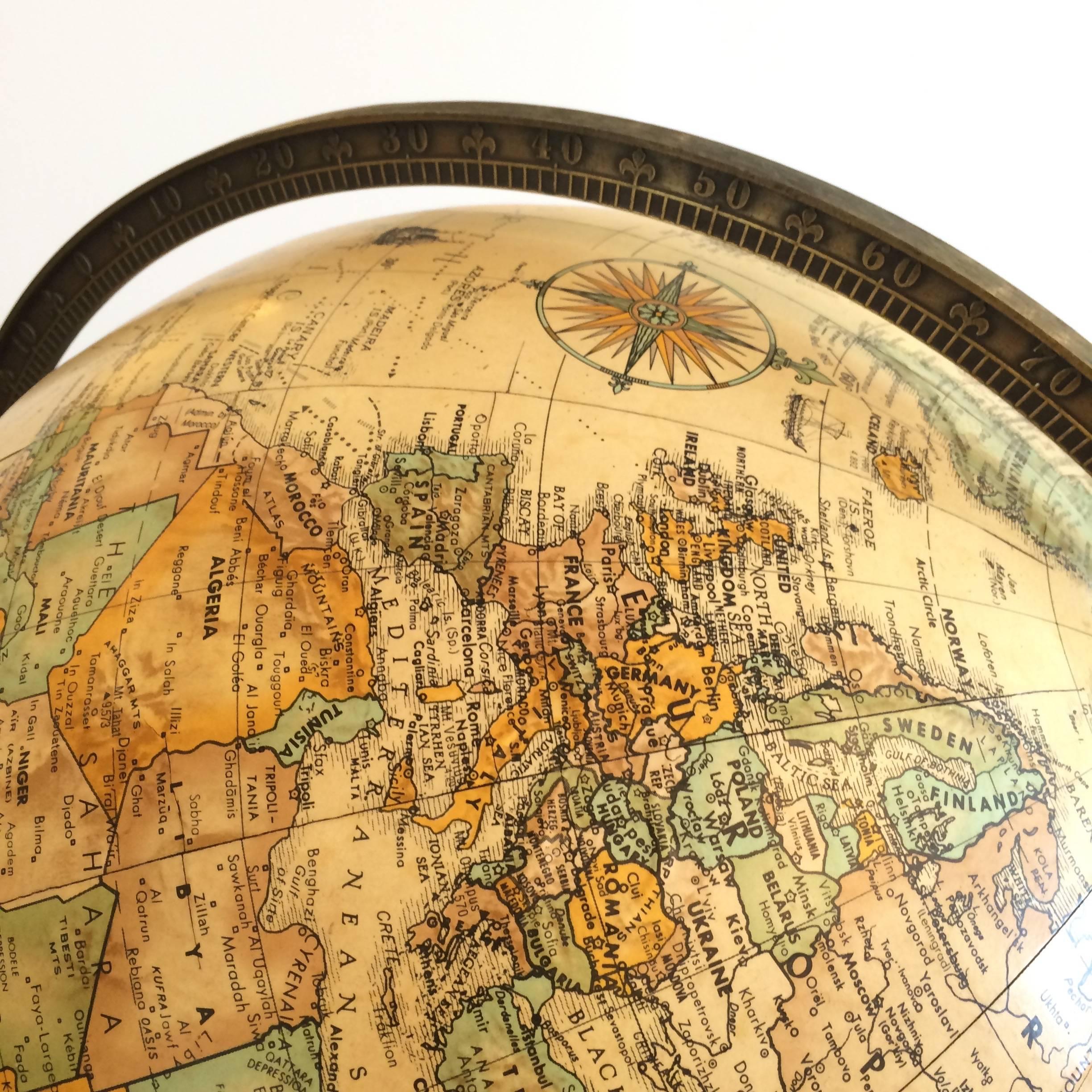 Rich Library-Ish Maitland Smith Standing Globe In Excellent Condition In Hopewell, NJ