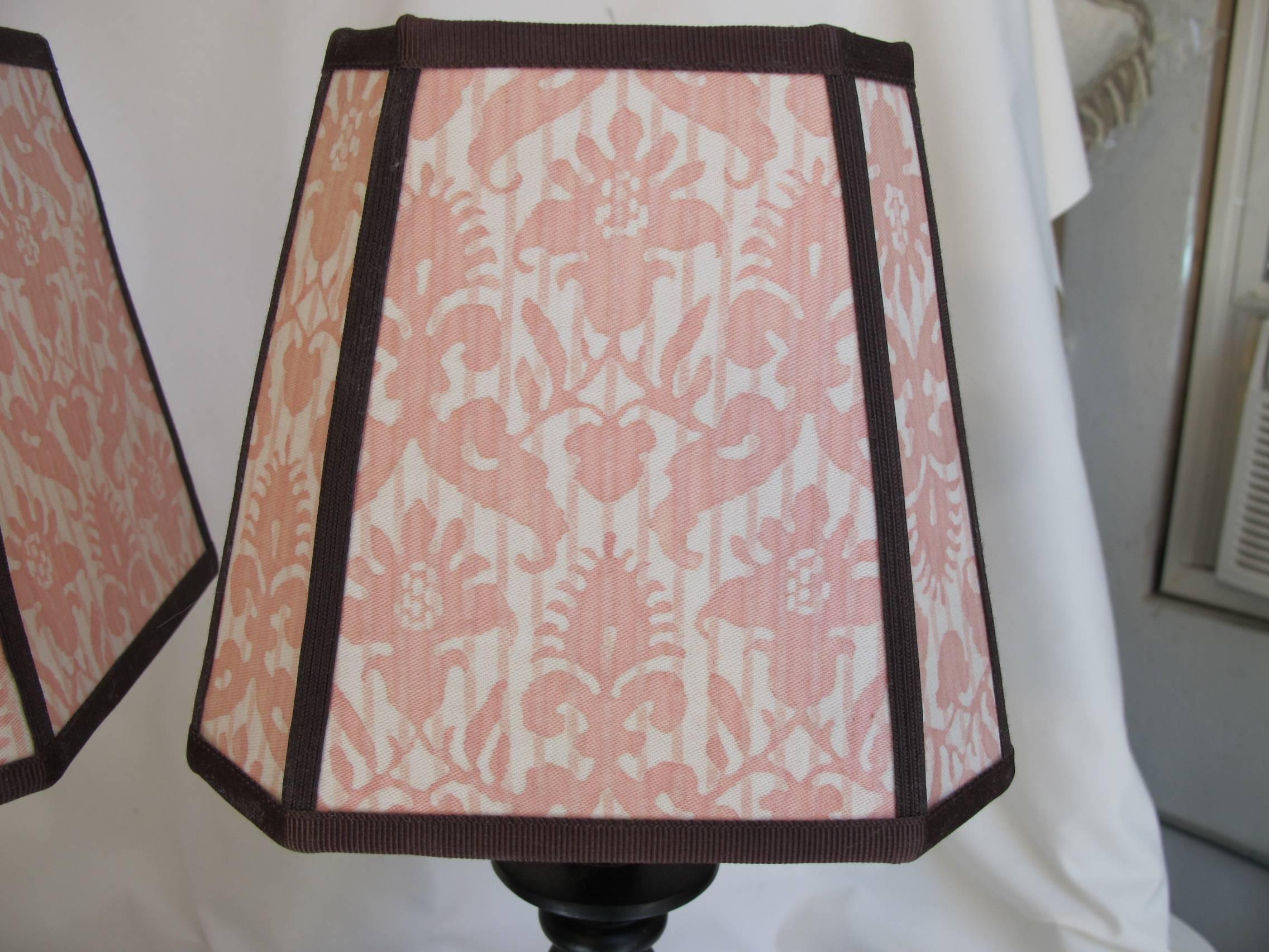 Pair of Lovely Lamps with Handmade Fortuny Shades by Mary Jane McCarty In Excellent Condition In Hopewell, NJ