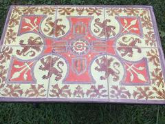 Empire Iron Side Table with Winged Griffon Tile Top