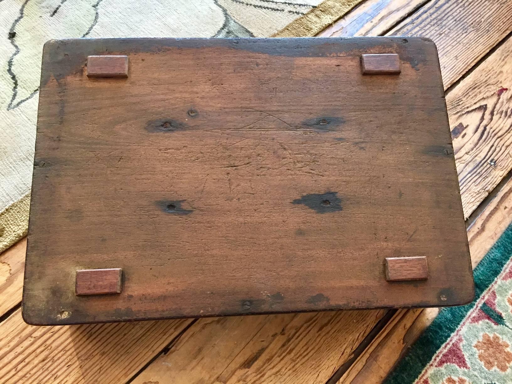 Mahogany Antique Cutlery Box on Custom Stand Side Table