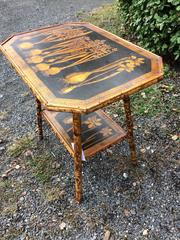 One of a Kind Bamboo and Decoupage Side Table