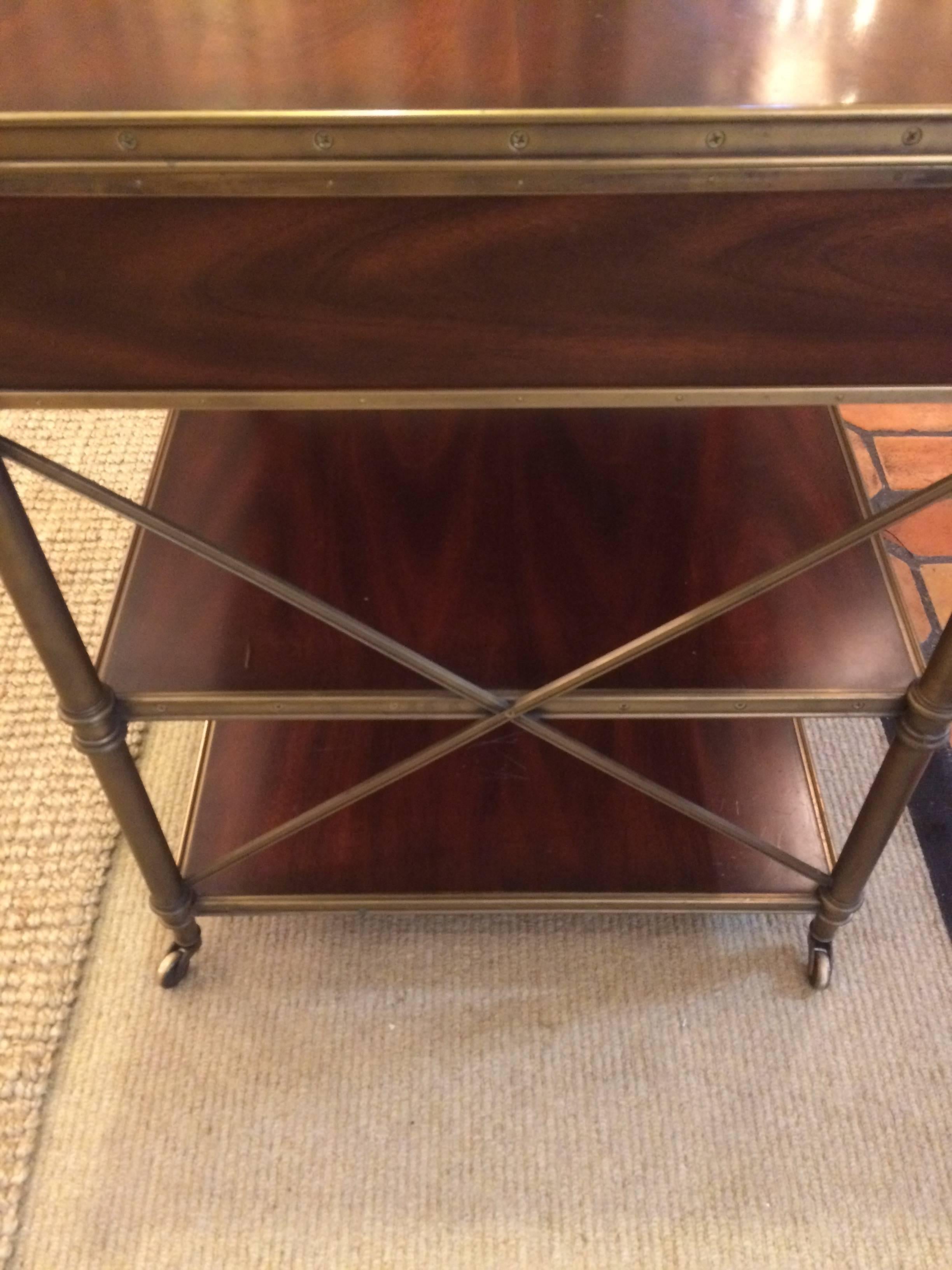 Rich Campaign Style Mahogany and Brass Side Table or Nightstand In Excellent Condition In Hopewell, NJ