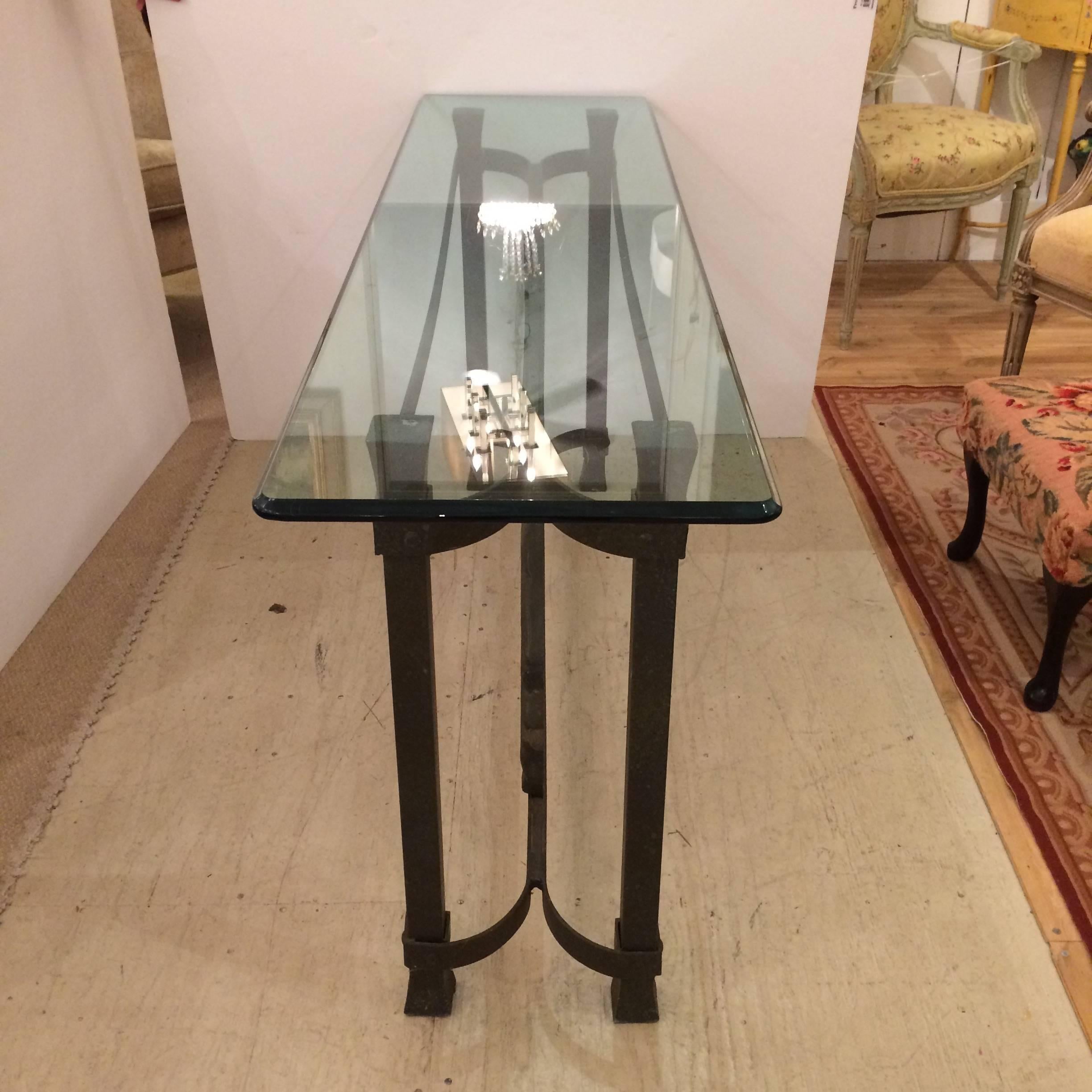 Unusual Iron Striding Horse Console Table In Excellent Condition In Hopewell, NJ