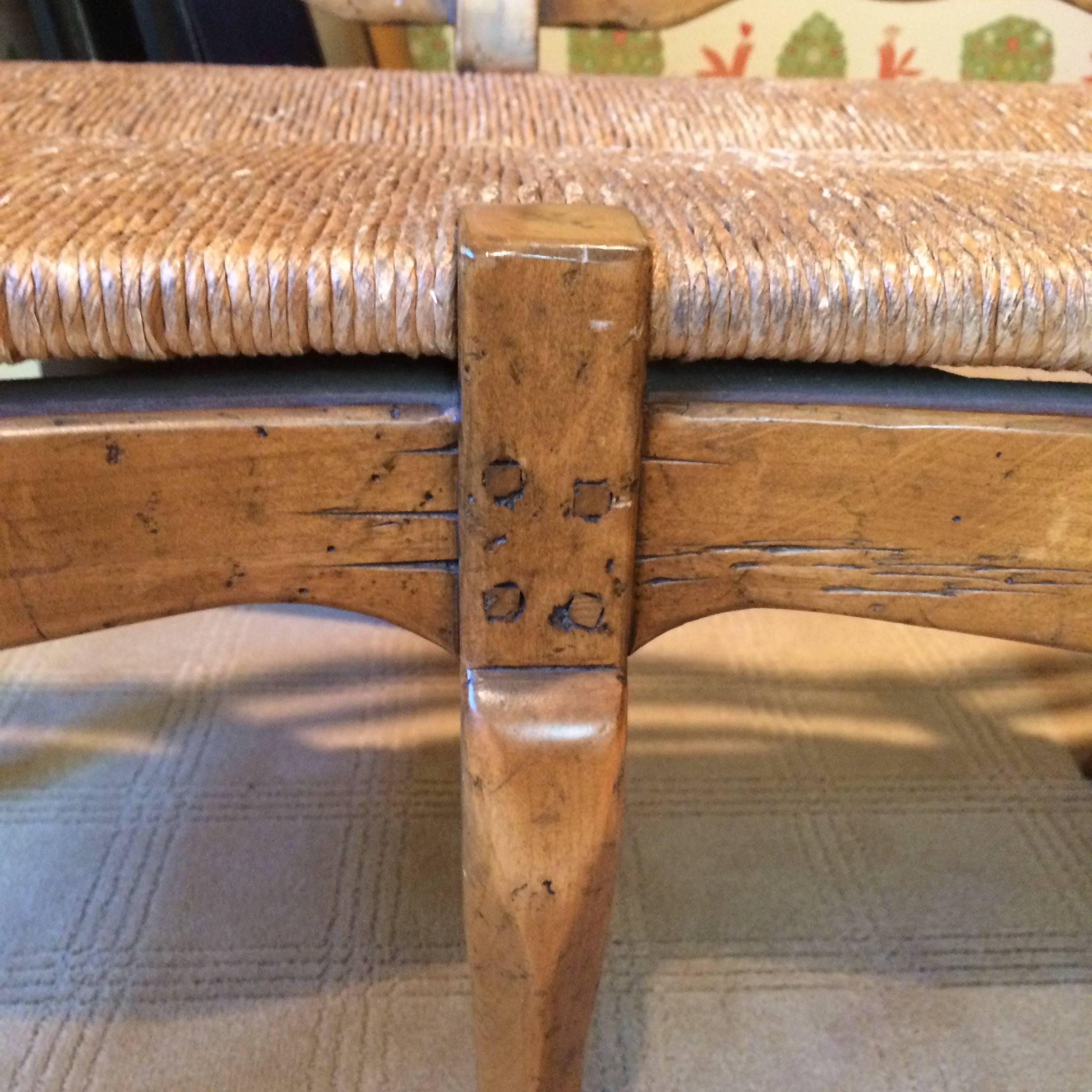 french country bench rush seat