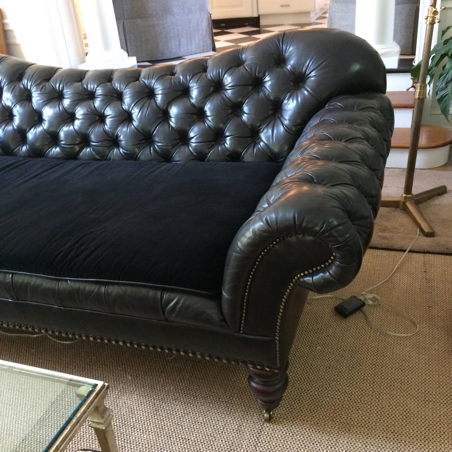 ralph lauren tufted leather chesterfield sofa