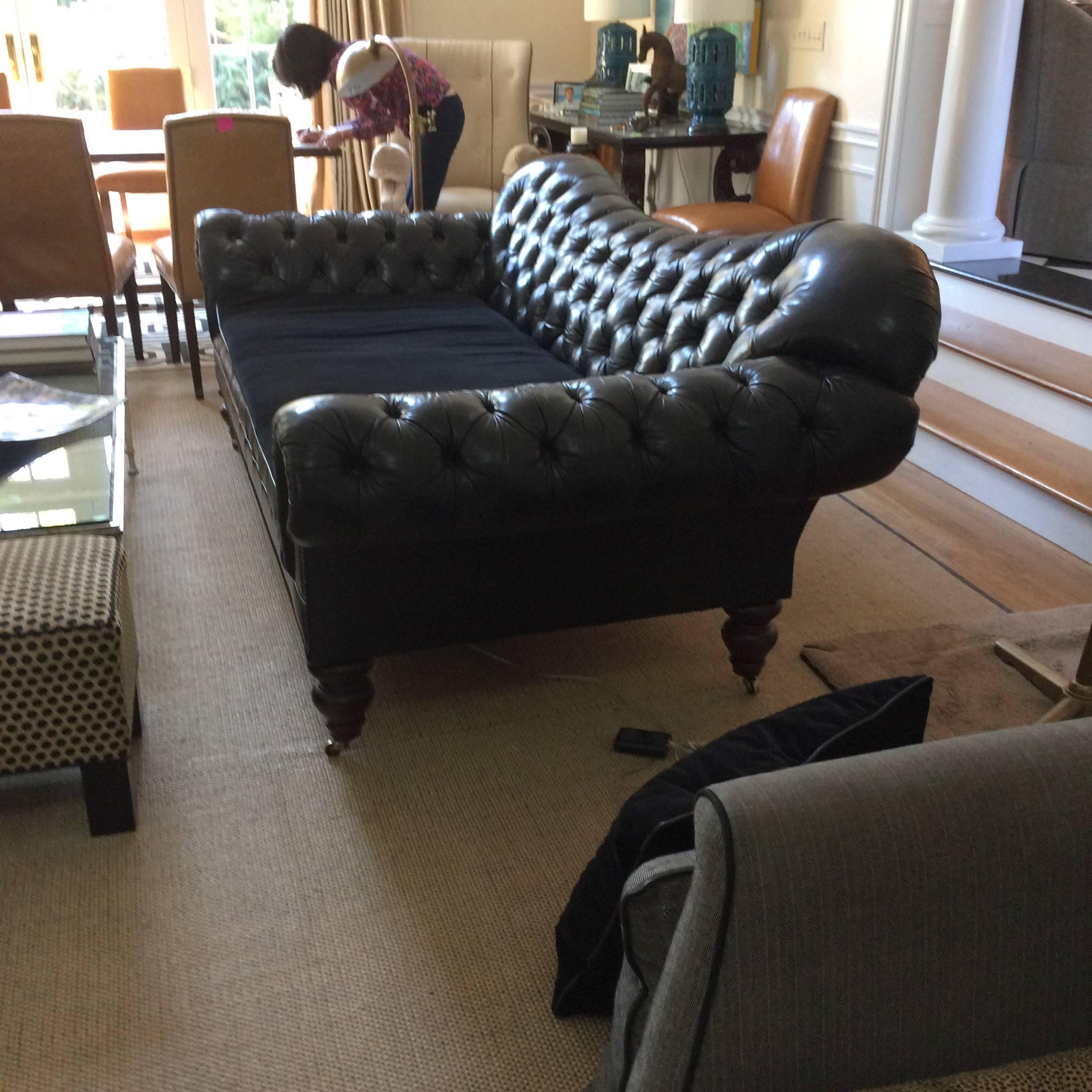 Ultra Sumptuous Ralph Lauren Tufted Black Leather Sofa 1