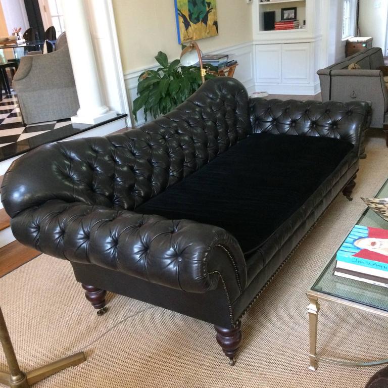 Ultra Sumptuous Ralph Lauren Tufted Black Leather Sofa at 1stDibs