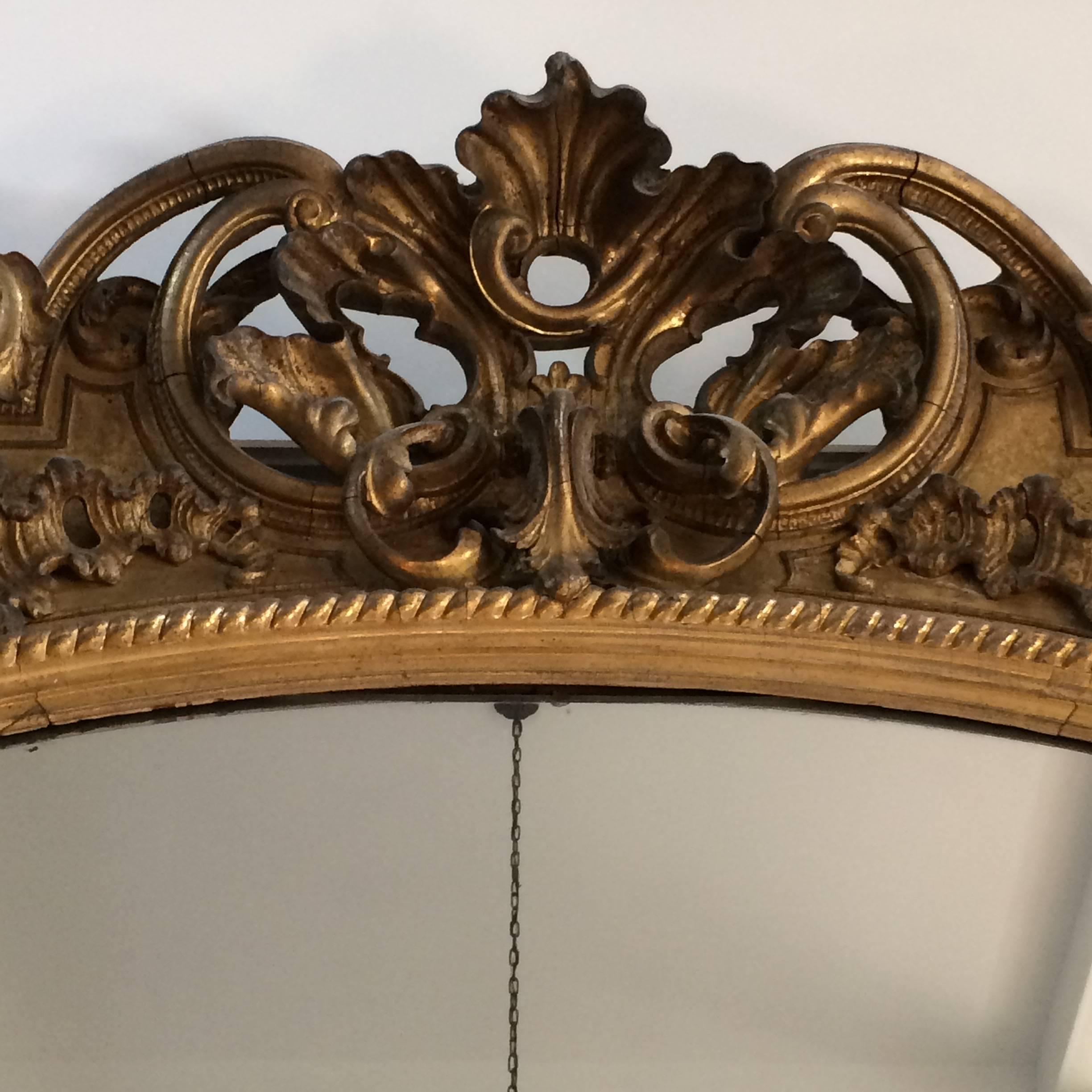 French Palacial Antique Giltwood Mirror