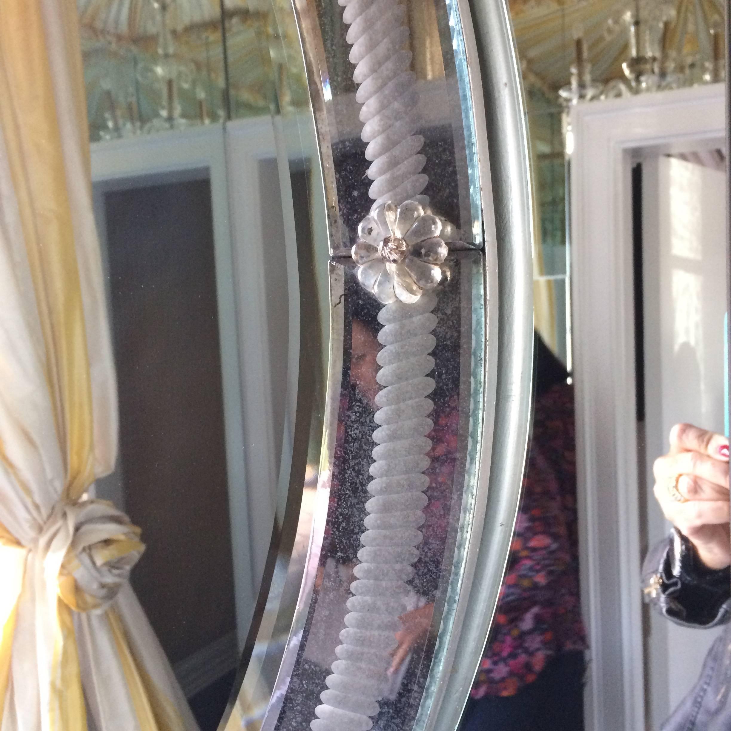 Italian Glittery Vintage Venetian Oval Mirror