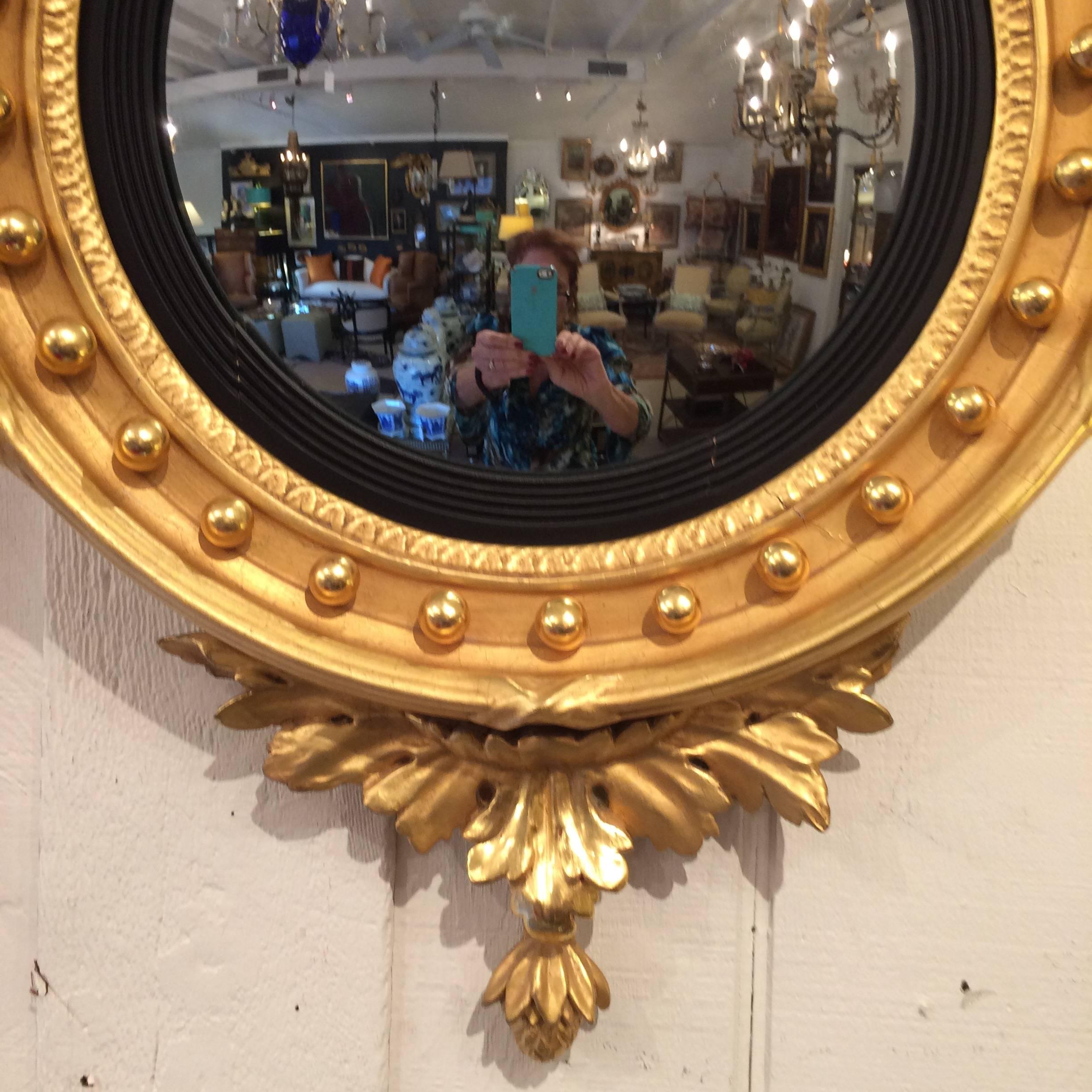 19th Century Federal Bullseye Convex Mirror In Excellent Condition In Hopewell, NJ