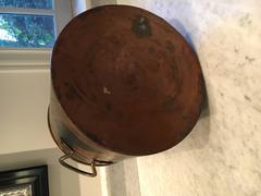 Copper Decoupage Decorated Cachepot or Kindling Holder