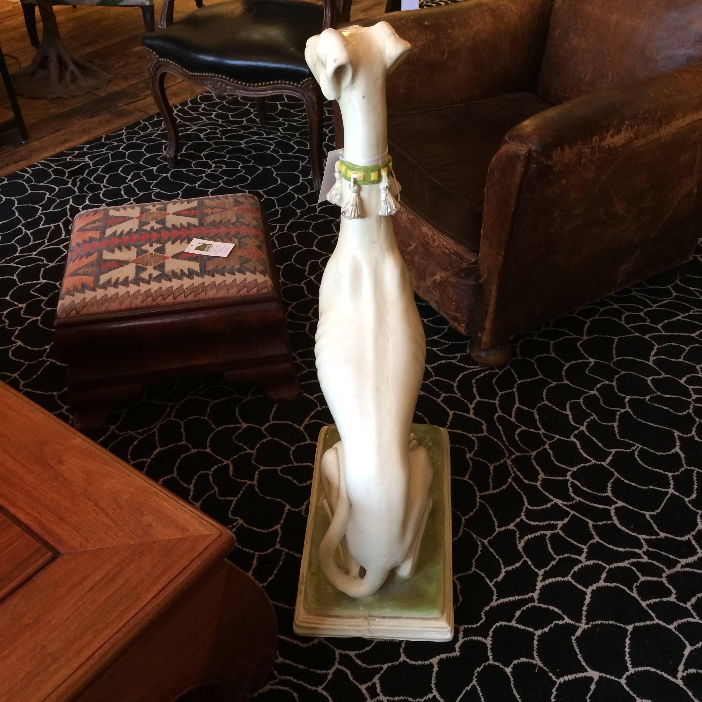 lifesize darling ceramic sculpture of a whippet dog, by Marwal Inc.