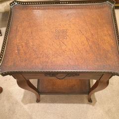 Rich Theodore Alexander Wood and Leather Side Table