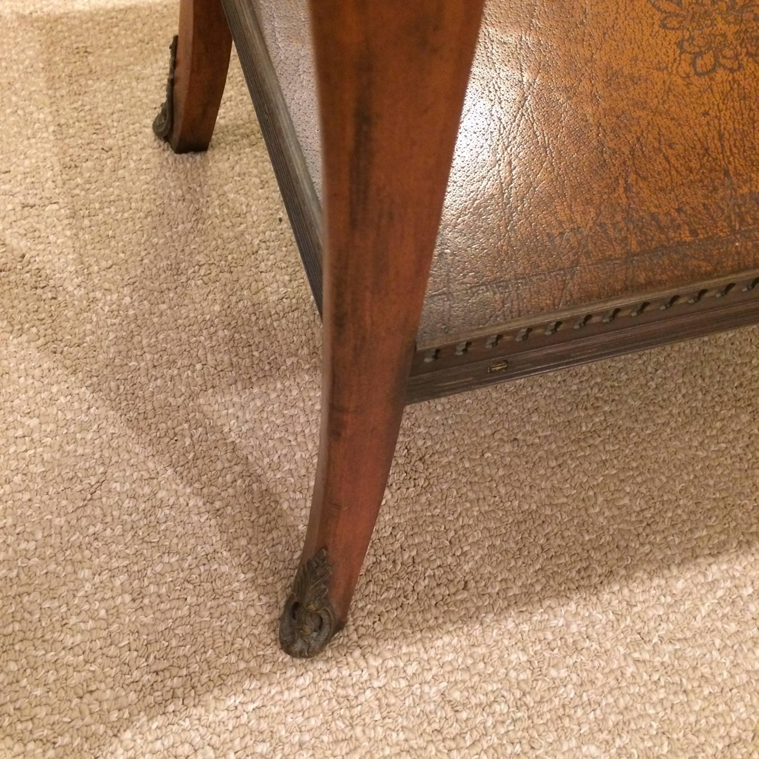 Rich Theodore Alexander Wood and Leather Side Table 3