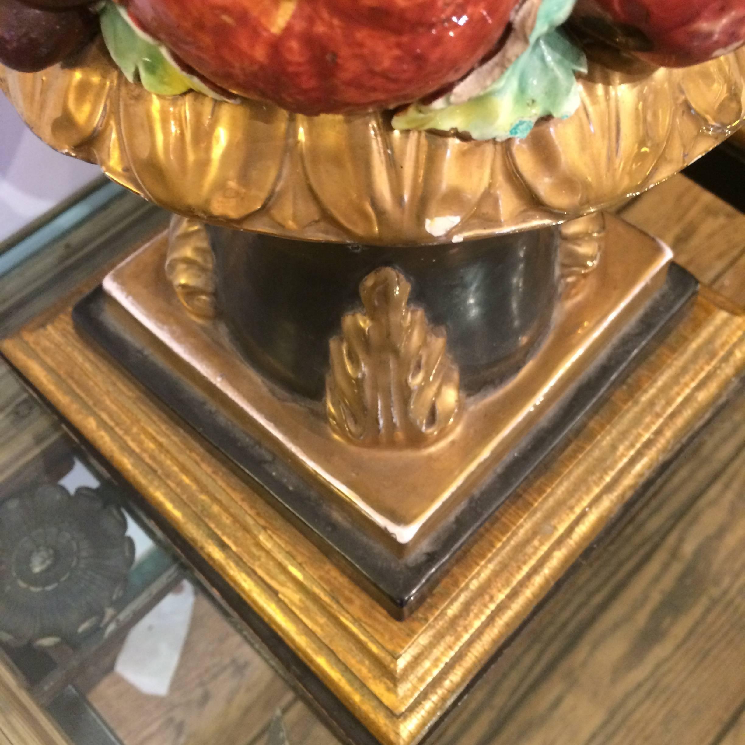 Mid-20th Century Wonderful Rich Pair of Ceramic Topiary Sculptures
