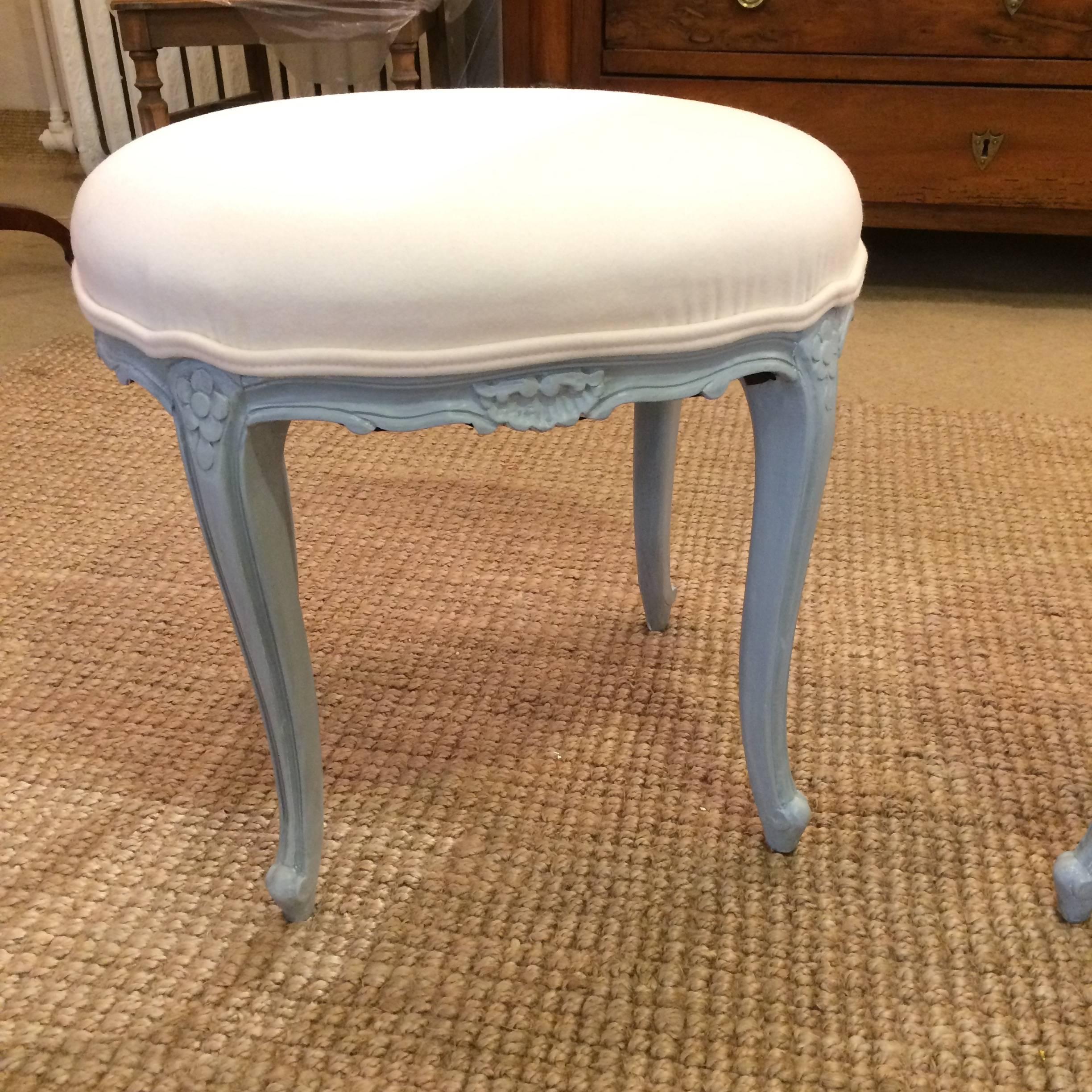 Very Pretty Pair of French Oval Stools Ottomans 1