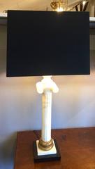 Gorgeous Pair of Neoclassical Alabaster Column Table Lamps