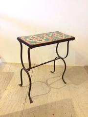 California Arts & Crafts Iron and Tile Side or Drinks Table